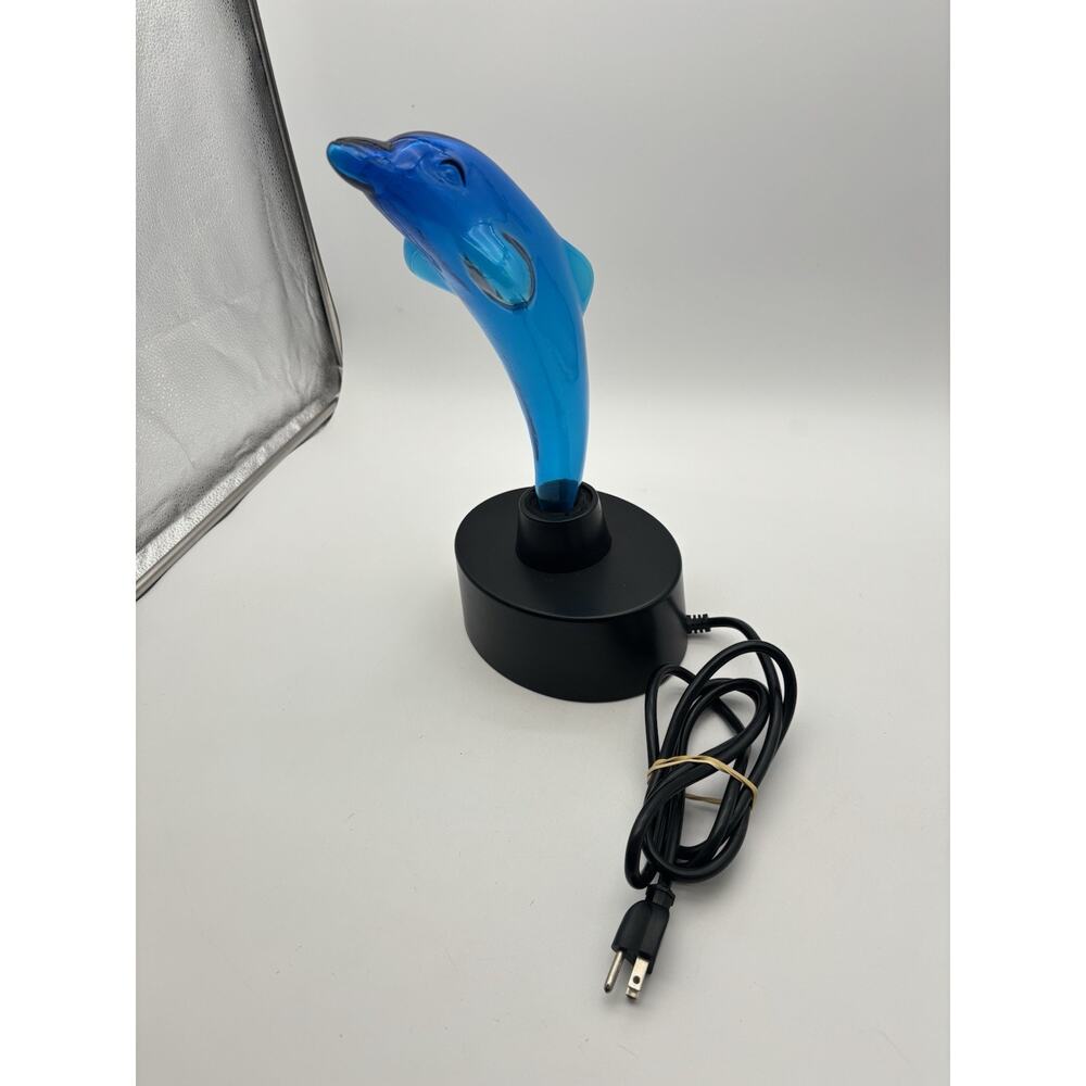 Vtg RARE Lumisource Glass Dolphin Electra Plasma Lamp Light Lightning 12" Works